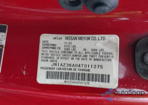 2004 Nissan 350Z Enthusiast из США, поврежденный, VIN JN1AZ36A04T011275